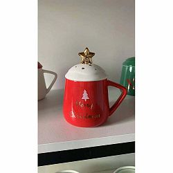 Červeno-biely porcelánový vianočný hrnček Villa d'Este Merry Christmas, 370 ml