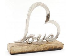 Dekorácia Srdce Love na drevenom podstavci,17x15 cm%